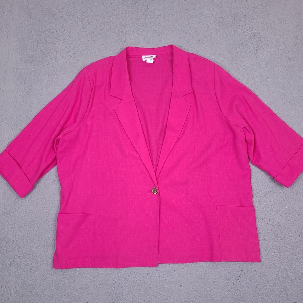 Vintage Joanna Plus Blazer Jacket‎ Womens 20W Pink Made In USA Oversized 80's